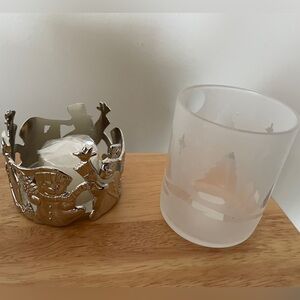 Christmas Gorham Snowman Votive - Frosted Glass